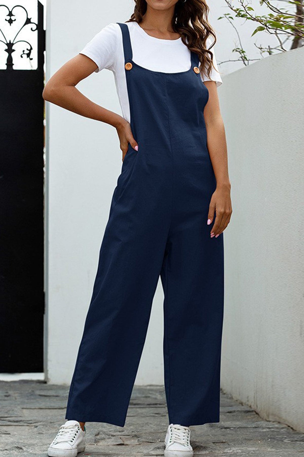 Color Sleeveless Long Pants Jumpsuits