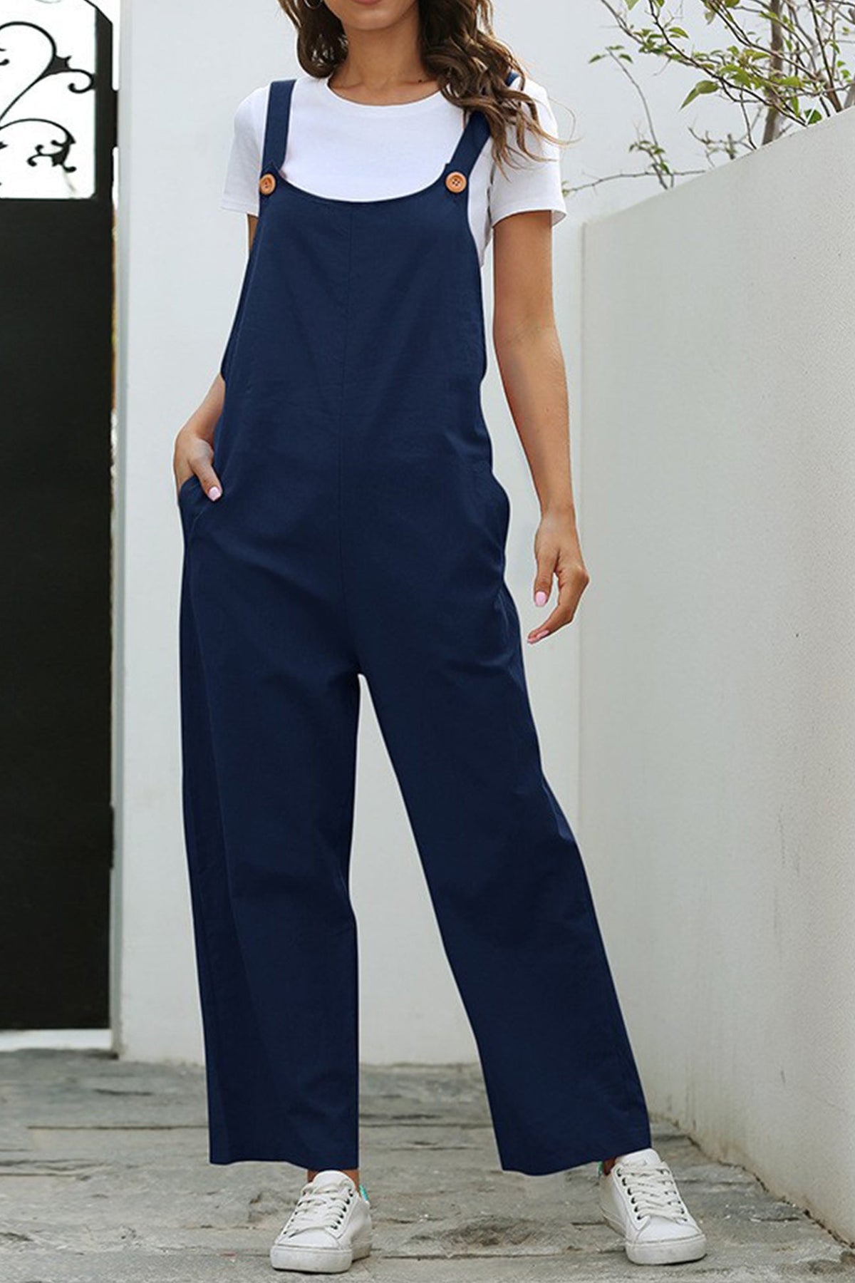 Color Sleeveless Long Pants Jumpsuits