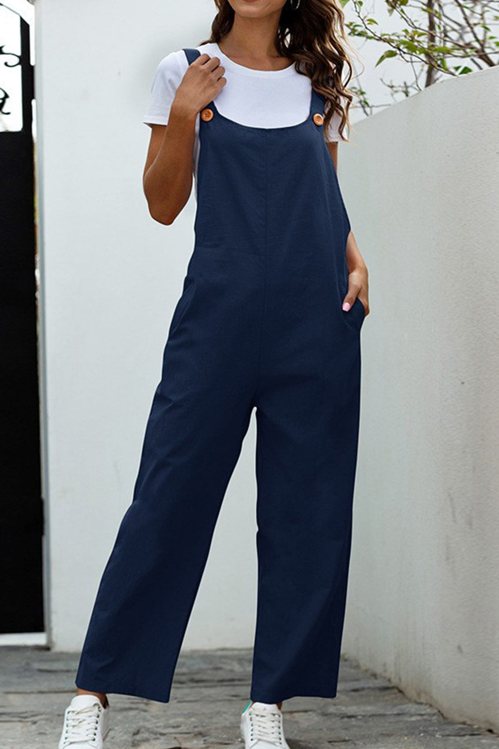 Color Sleeveless Long Pants Jumpsuits