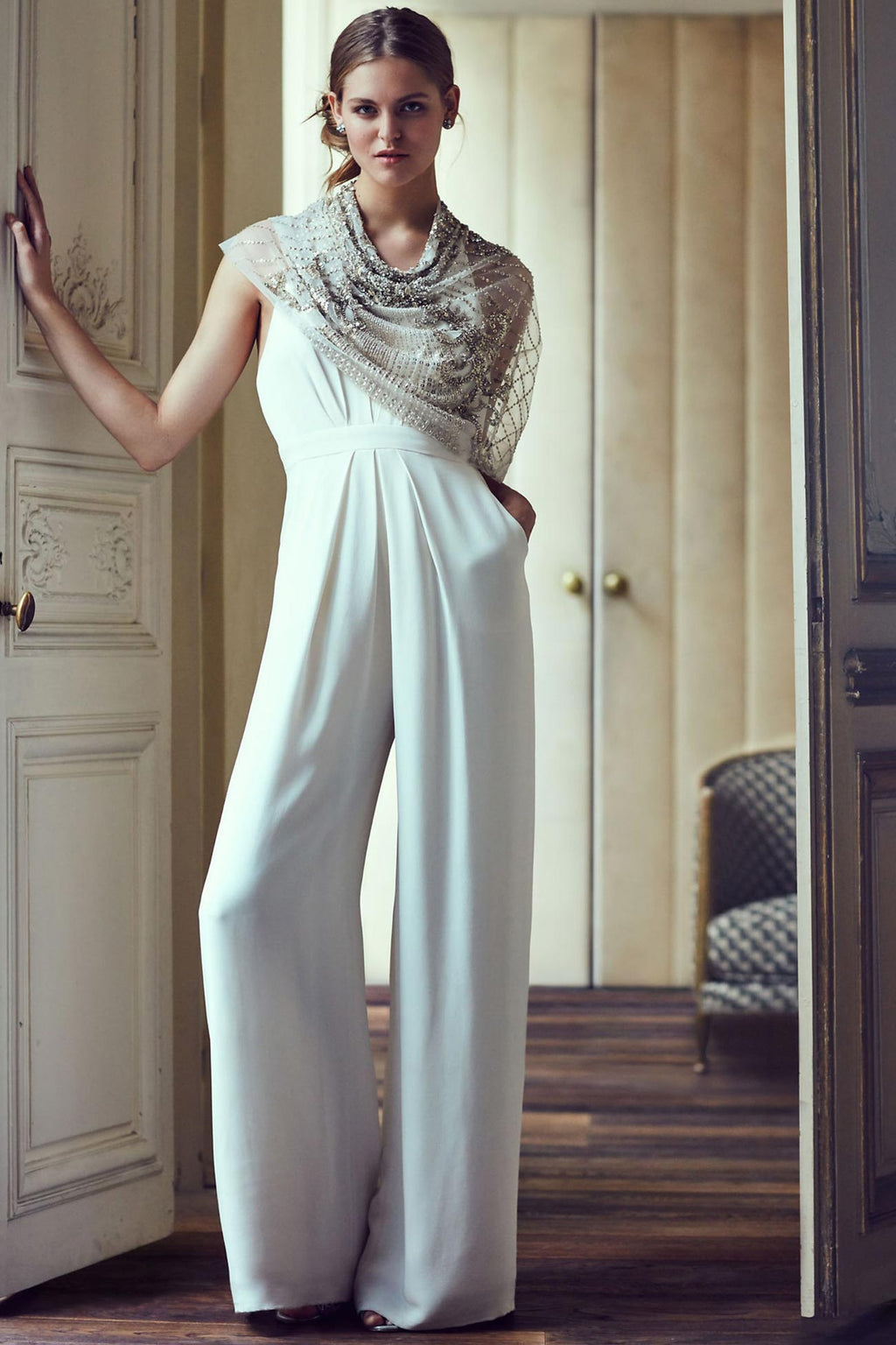 Color V Neck Halter Jumpsuits