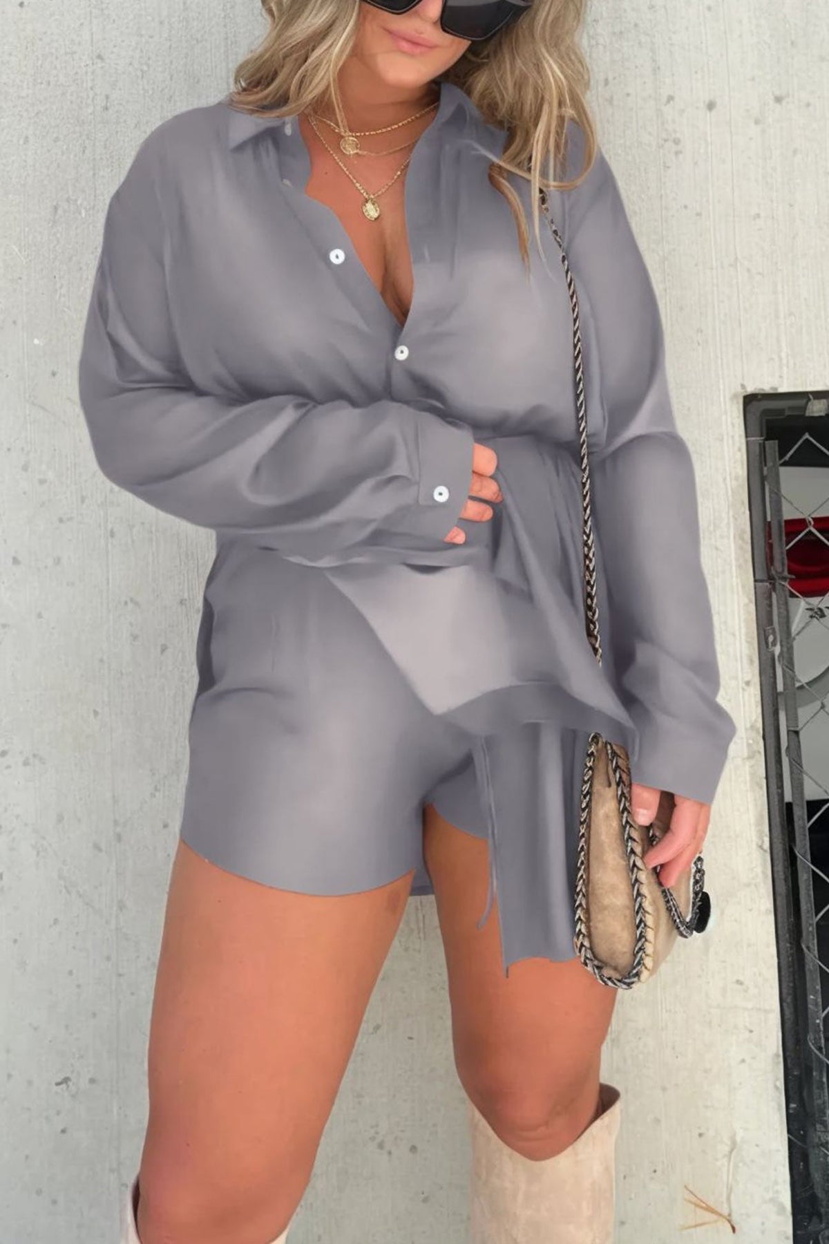 Fake Two-piece Blouse Rompers
