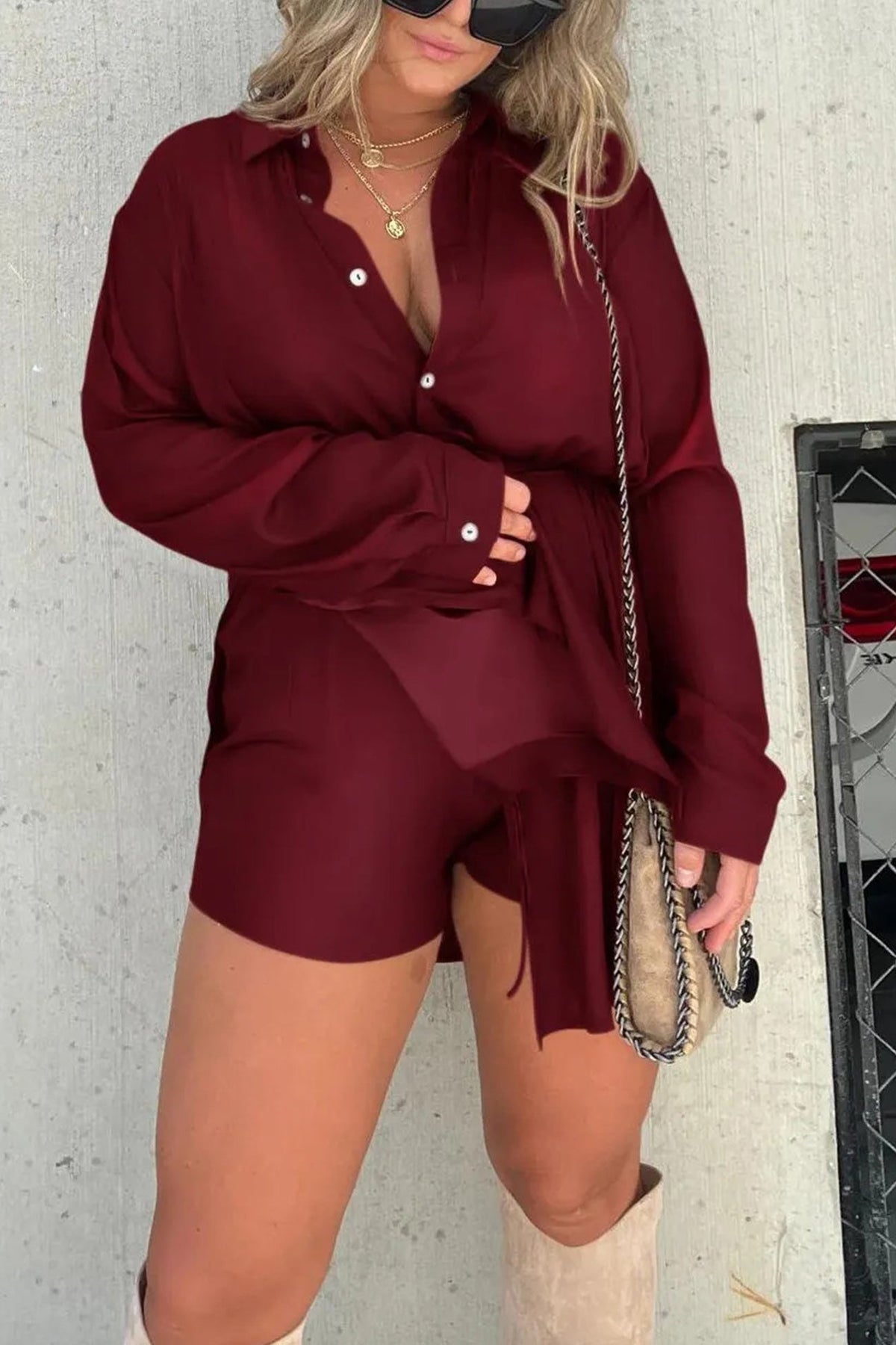 Fake Two-piece Blouse Rompers