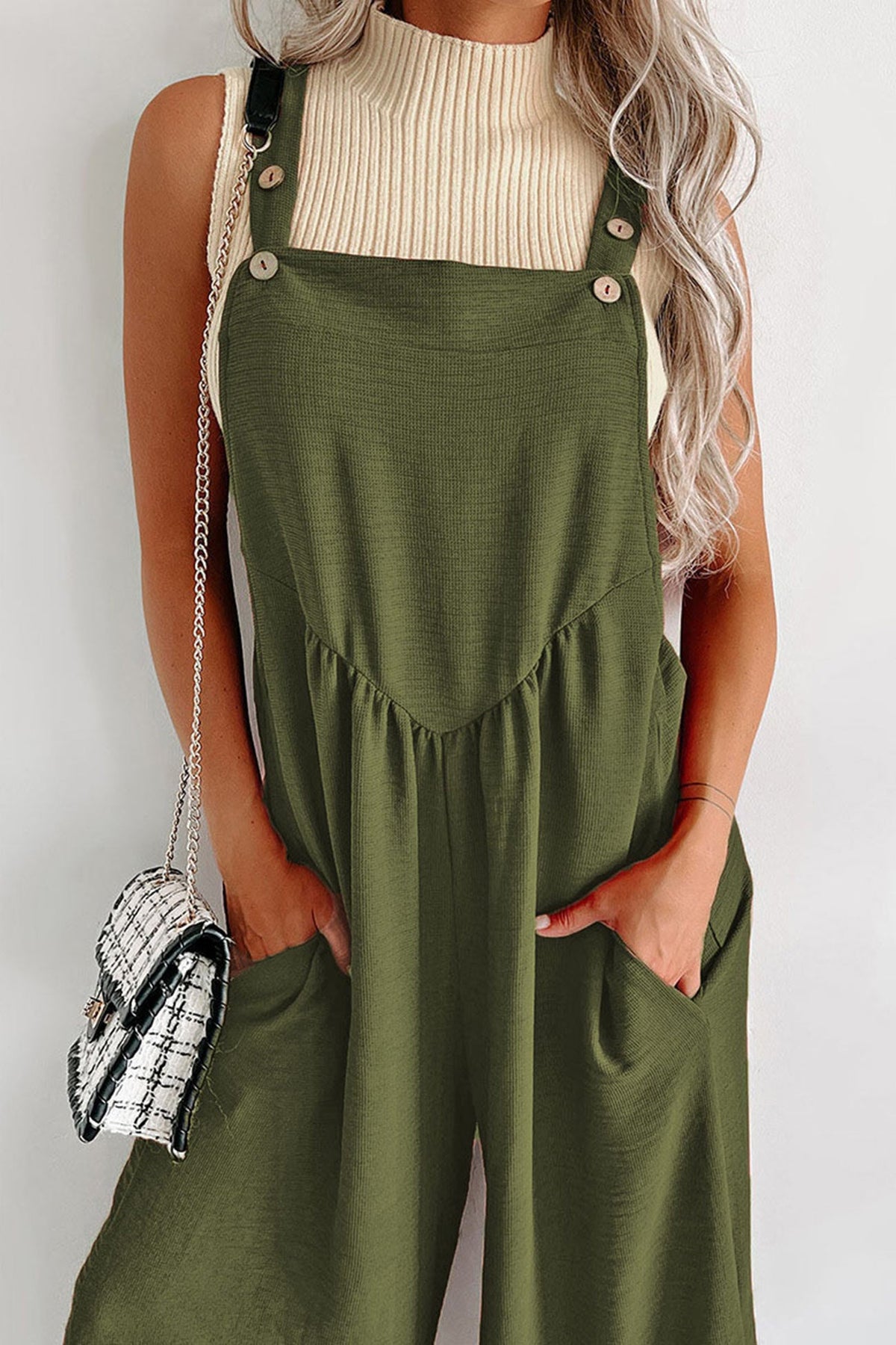 High Waist Pocketed Overalls