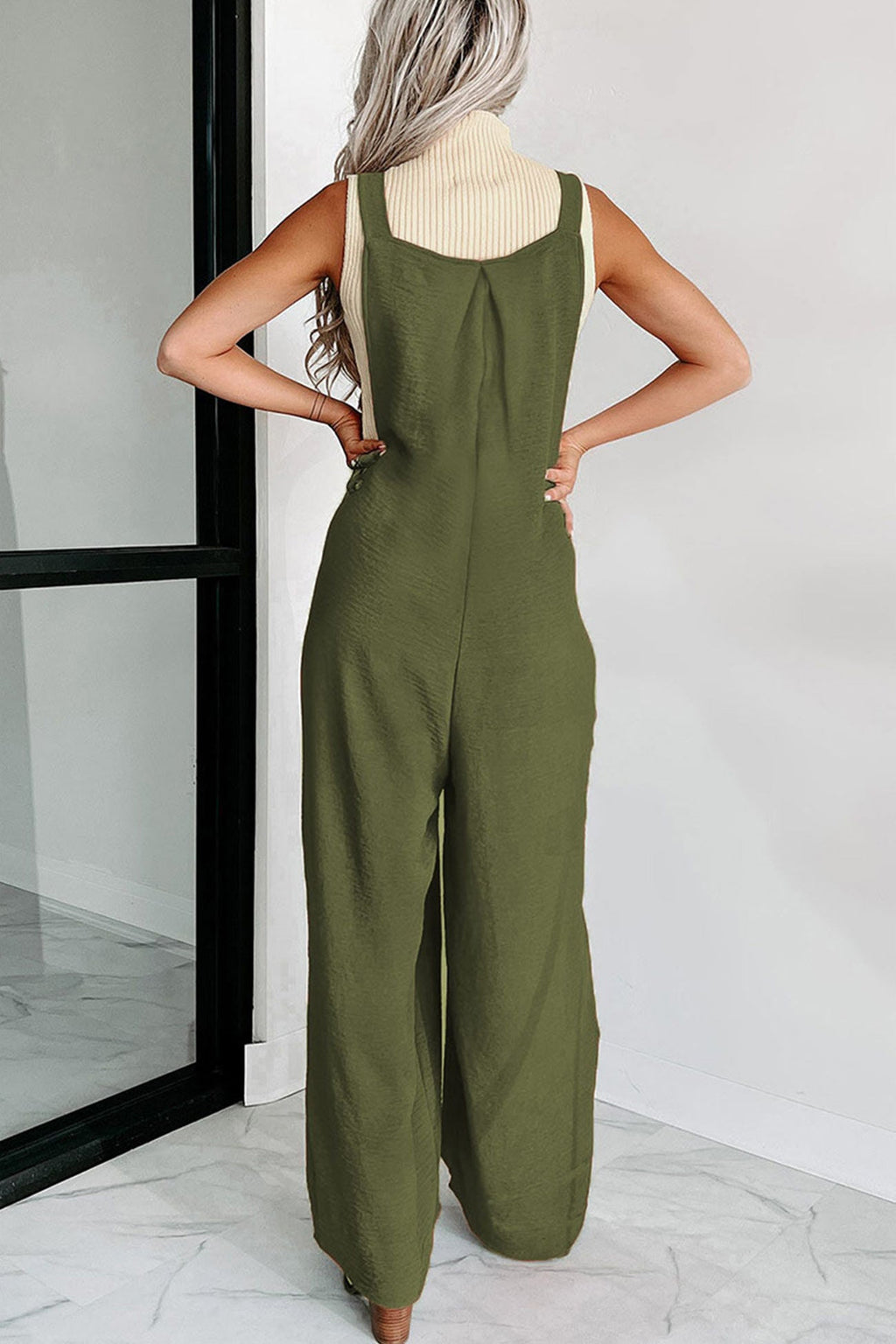 High Waist Pocketed Overalls