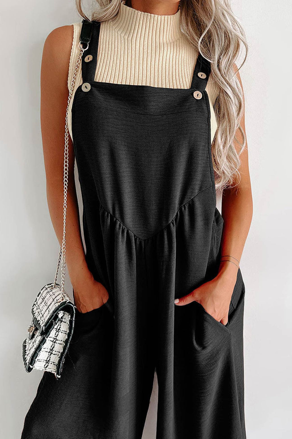High Waist Pocketed Overalls