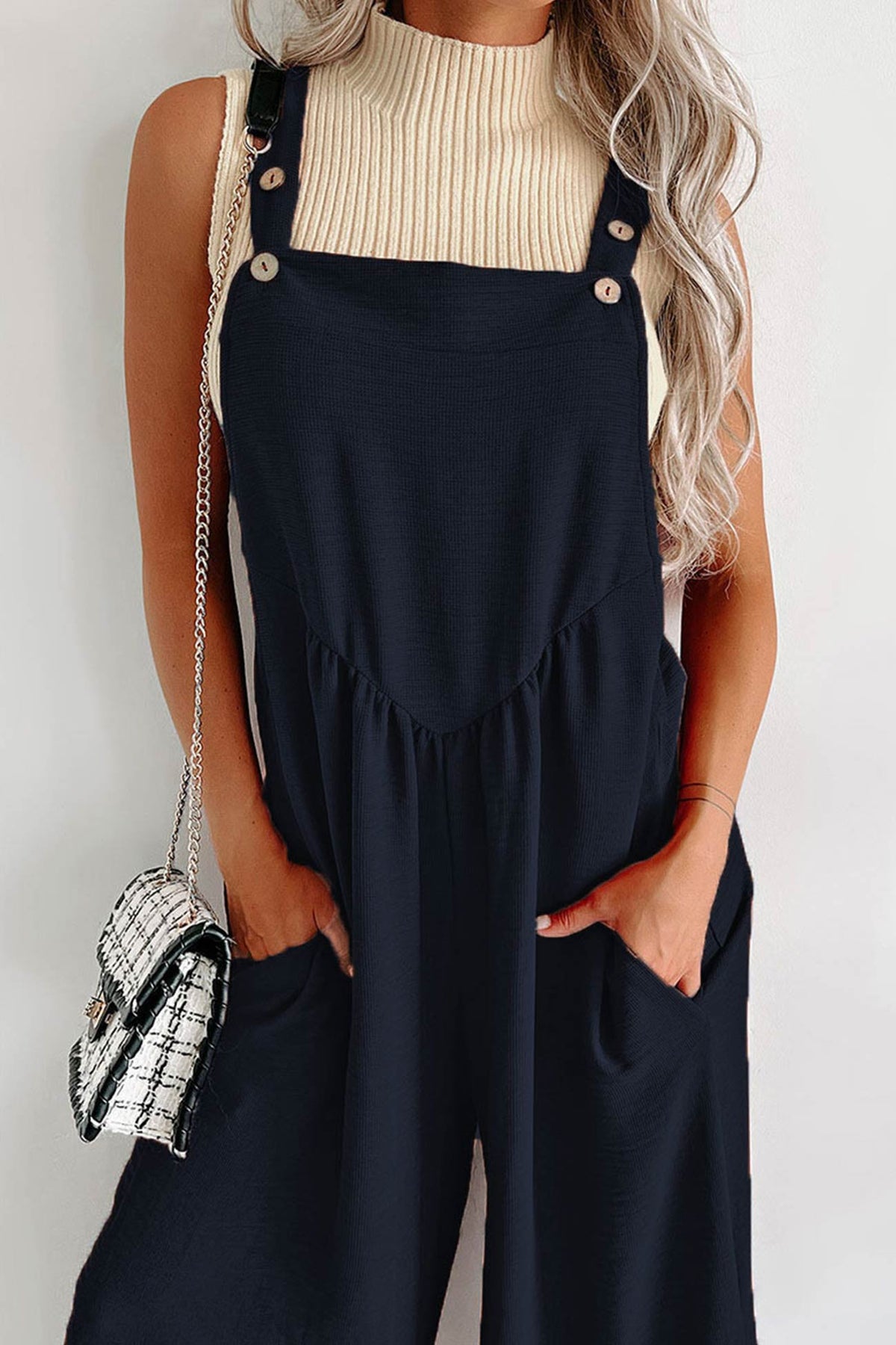 High Waist Pocketed Overalls