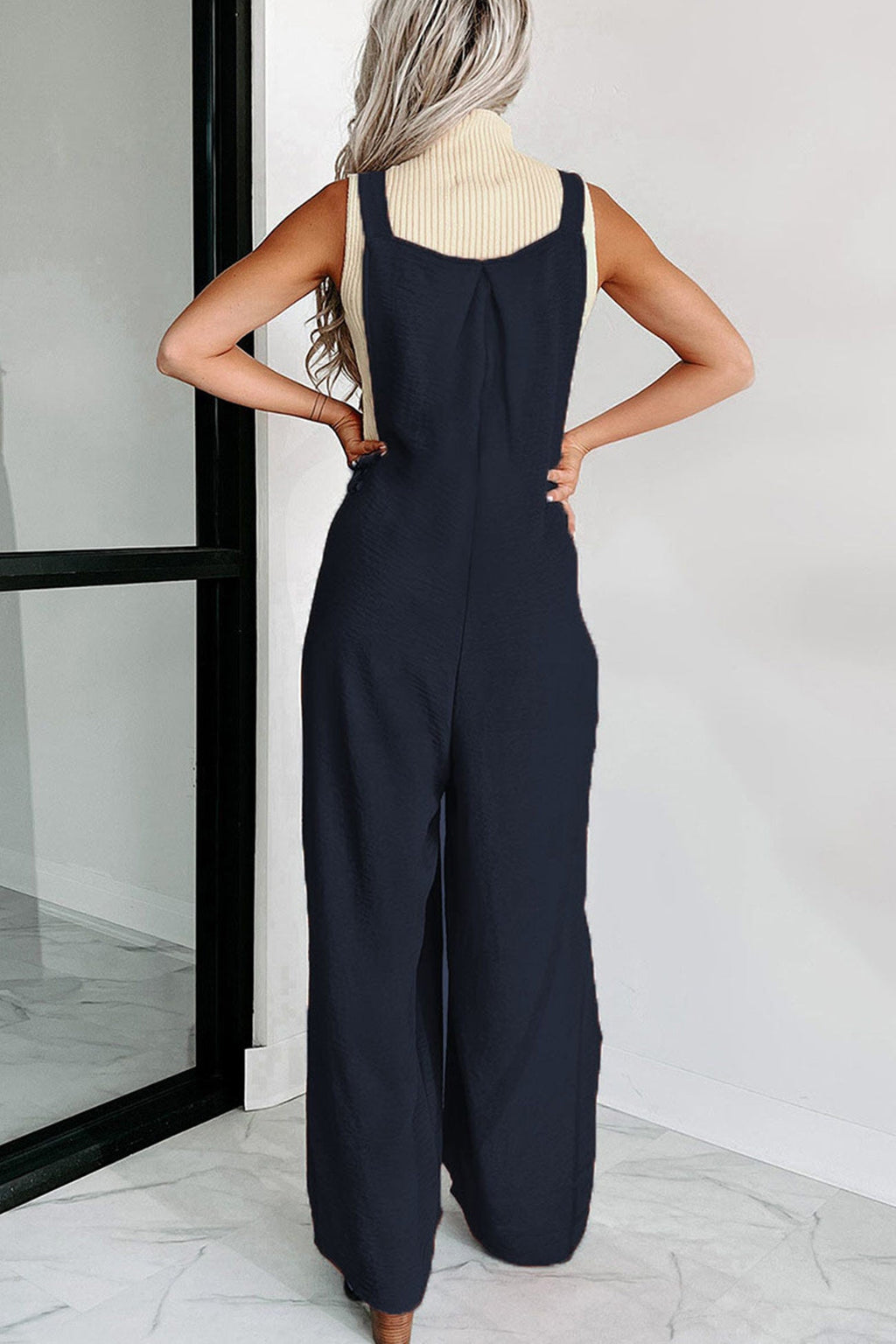 High Waist Pocketed Overalls