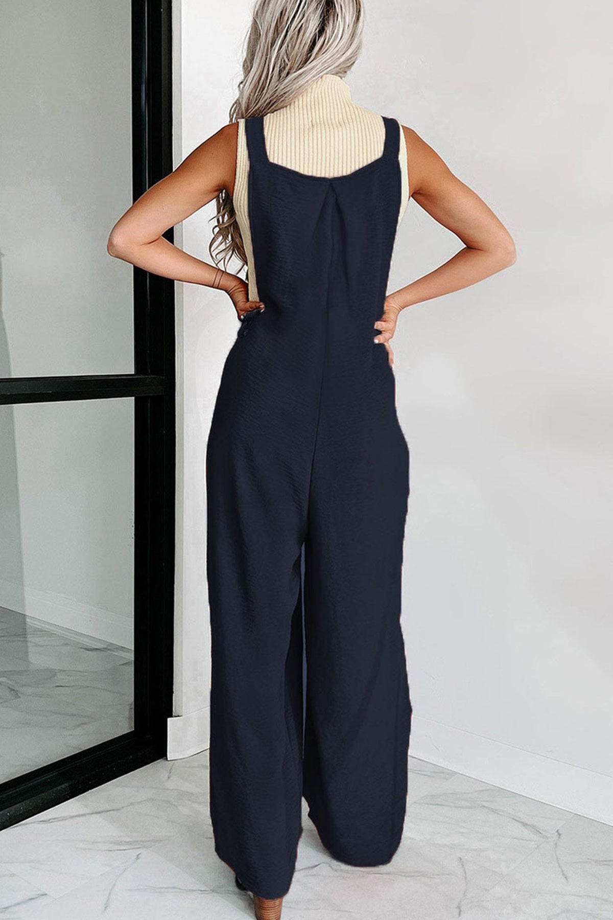 High Waist Pocketed Overalls