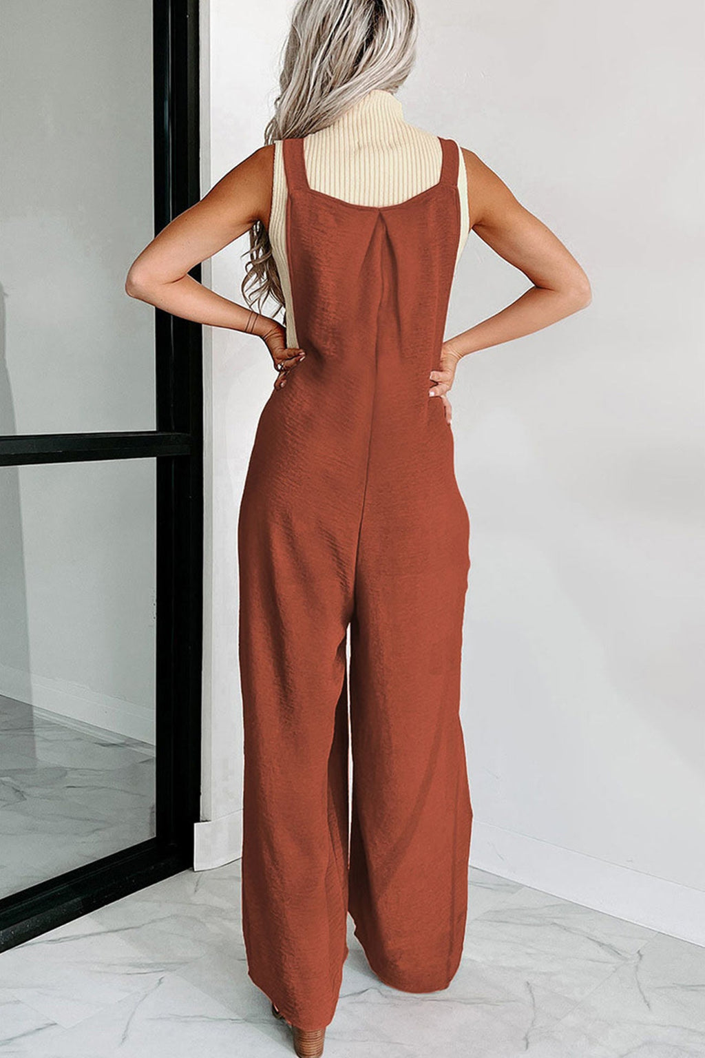 High Waist Pocketed Overalls