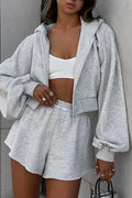 Hoodie Crop Top Shorts Set