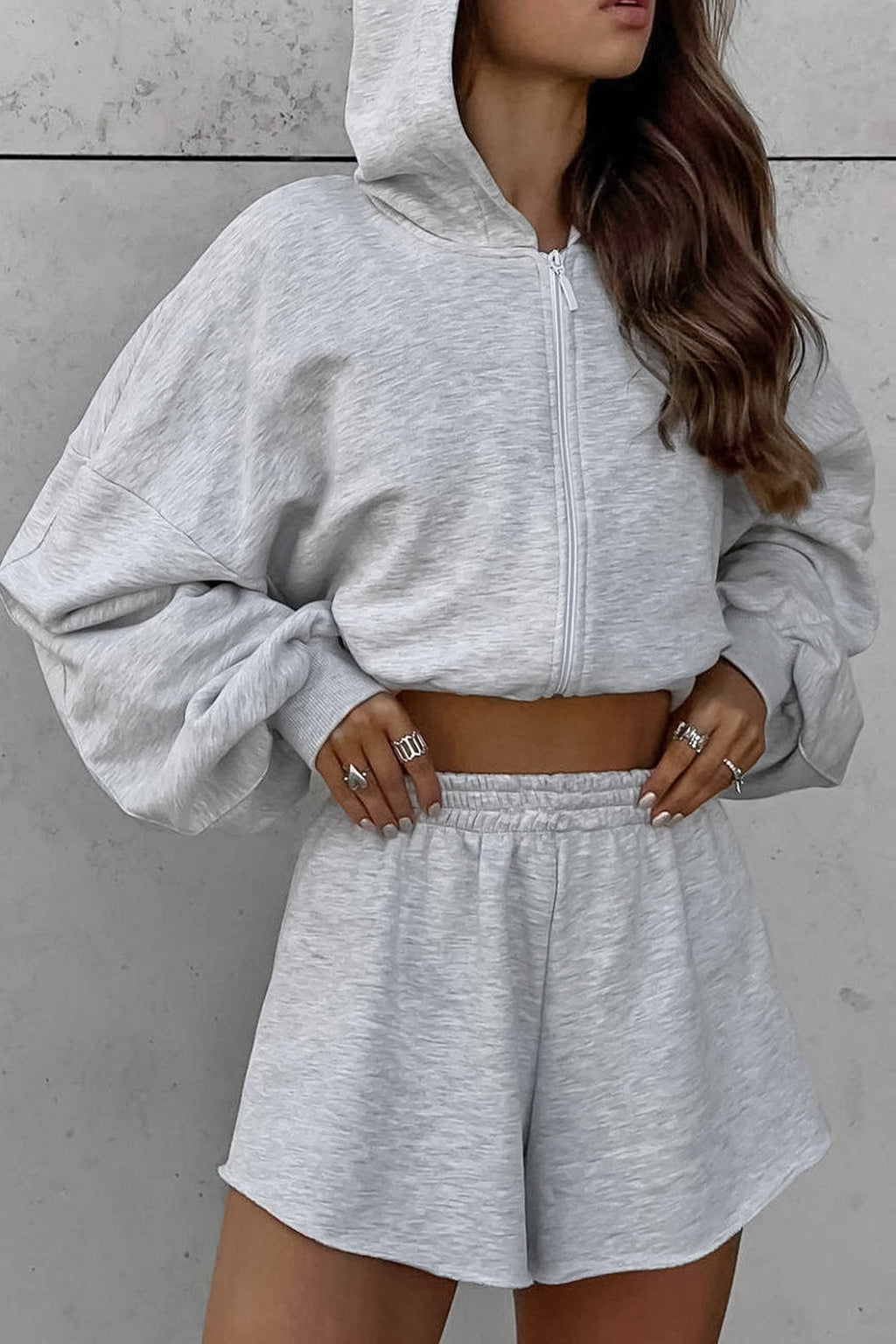Hoodie Crop Top Shorts Set