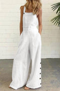 Pocketed Single-breasted Slit Overalls