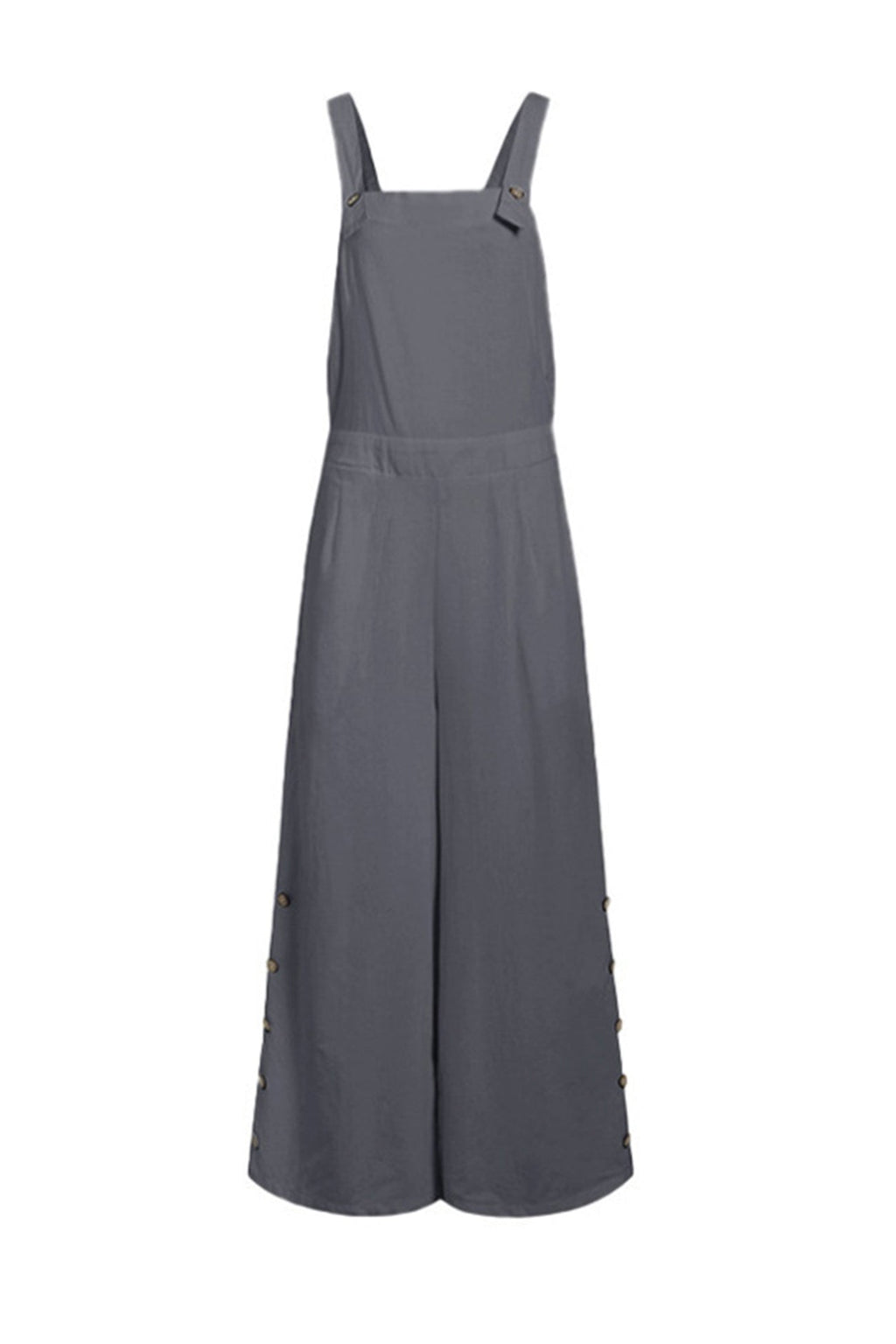 Pocketed Single-breasted Slit Overalls