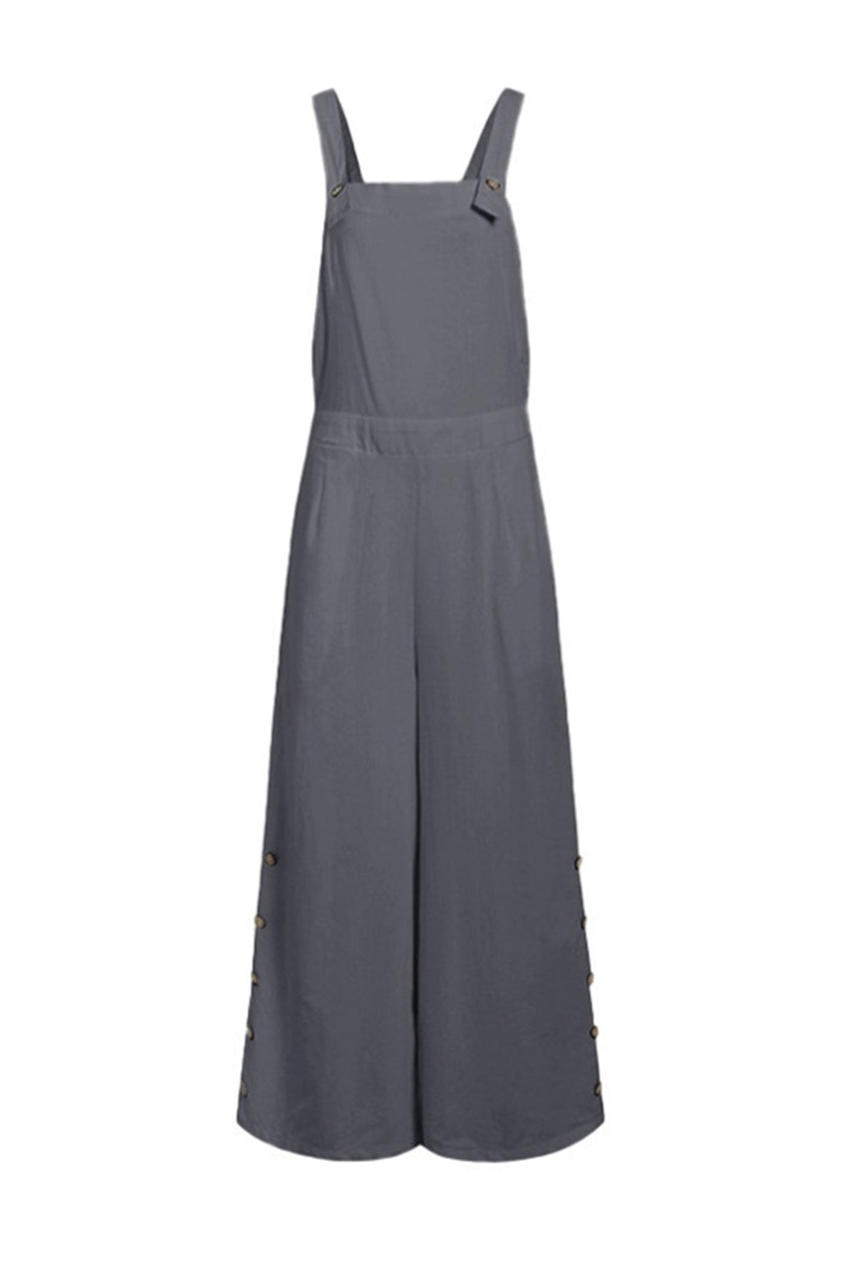 Pocketed Single-breasted Slit Overalls