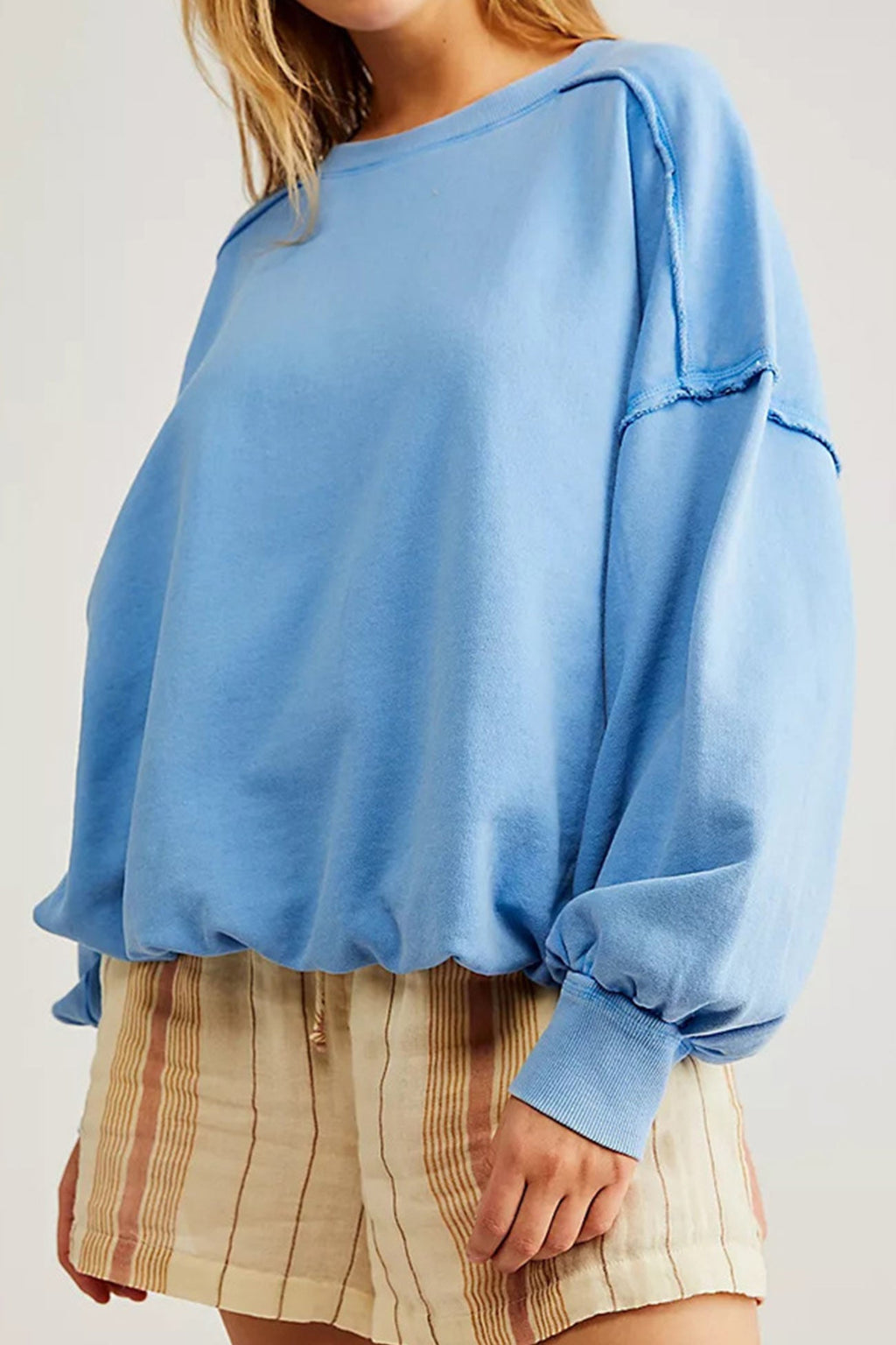 Raw Edge Crew Neck Sweatshirt