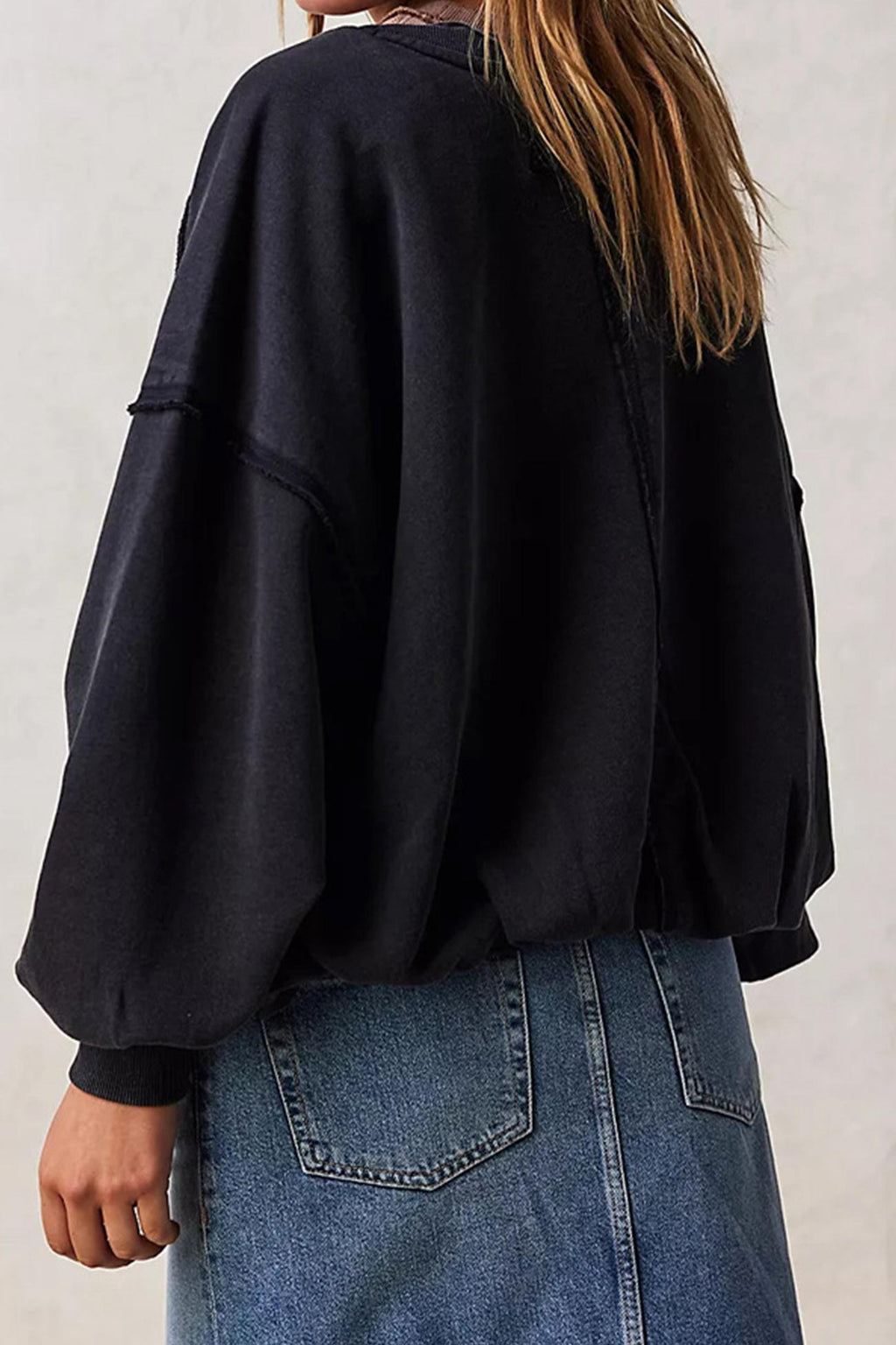Raw Edge Crew Neck Sweatshirt
