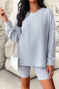Ribbed Knit Tops Shorts Set