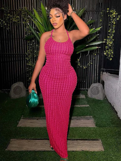 Ruched Spaghetti Strap Sleeveless Backless Midi Dresses