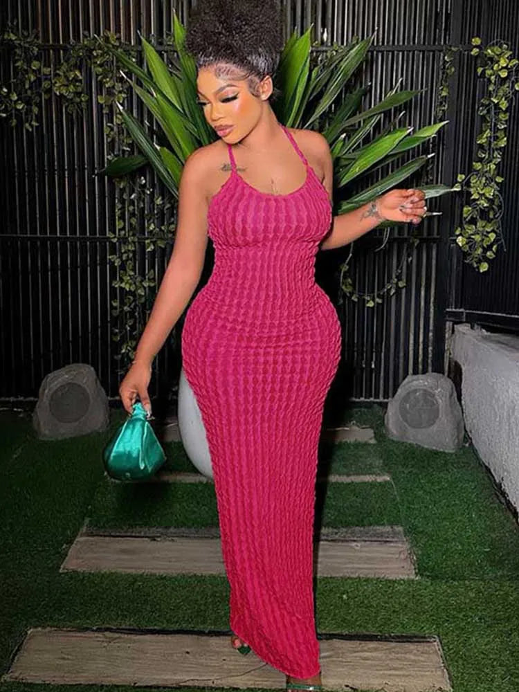 Ruched Spaghetti Strap Sleeveless Backless Midi Dresses