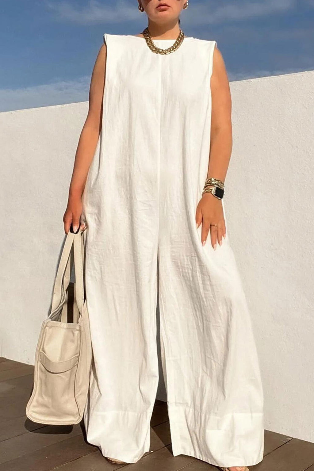 Sleeveless Wide Leg Jumpsuits