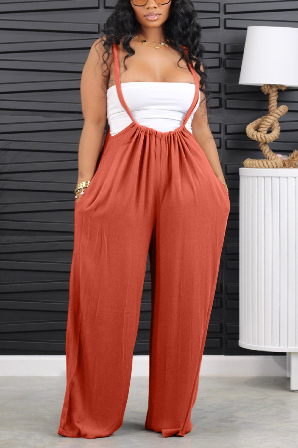 Tie-up Loose Jumpsuits