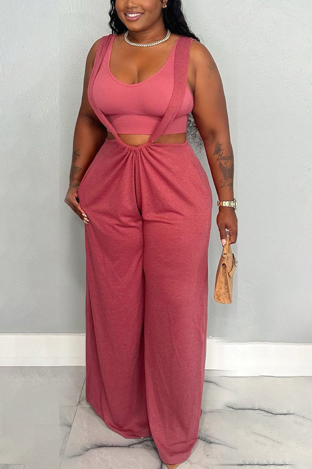 Tie-up Loose Jumpsuits