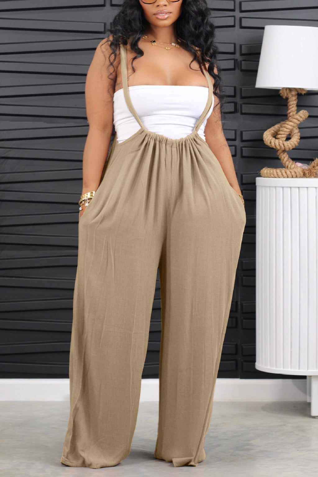 Tie-up Loose Jumpsuits