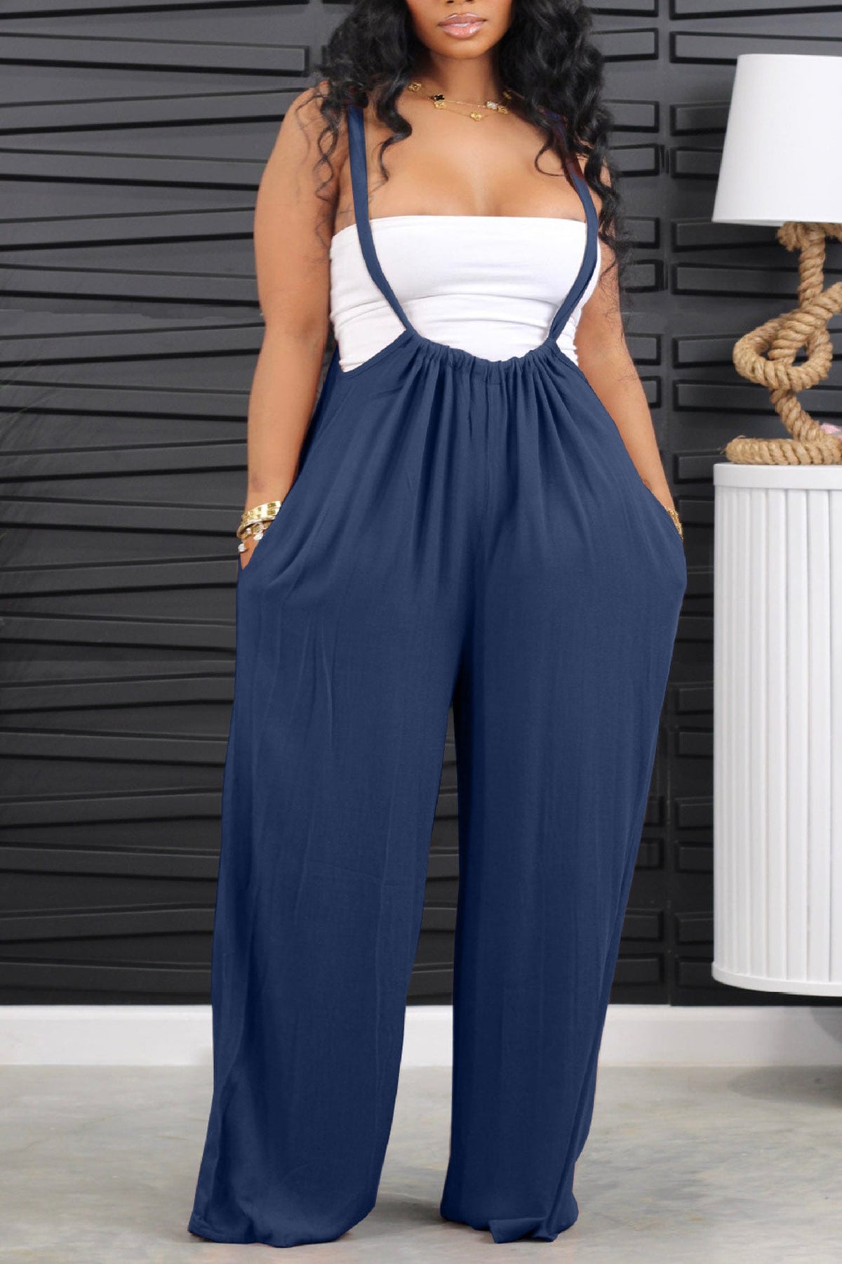 Tie-up Loose Jumpsuits