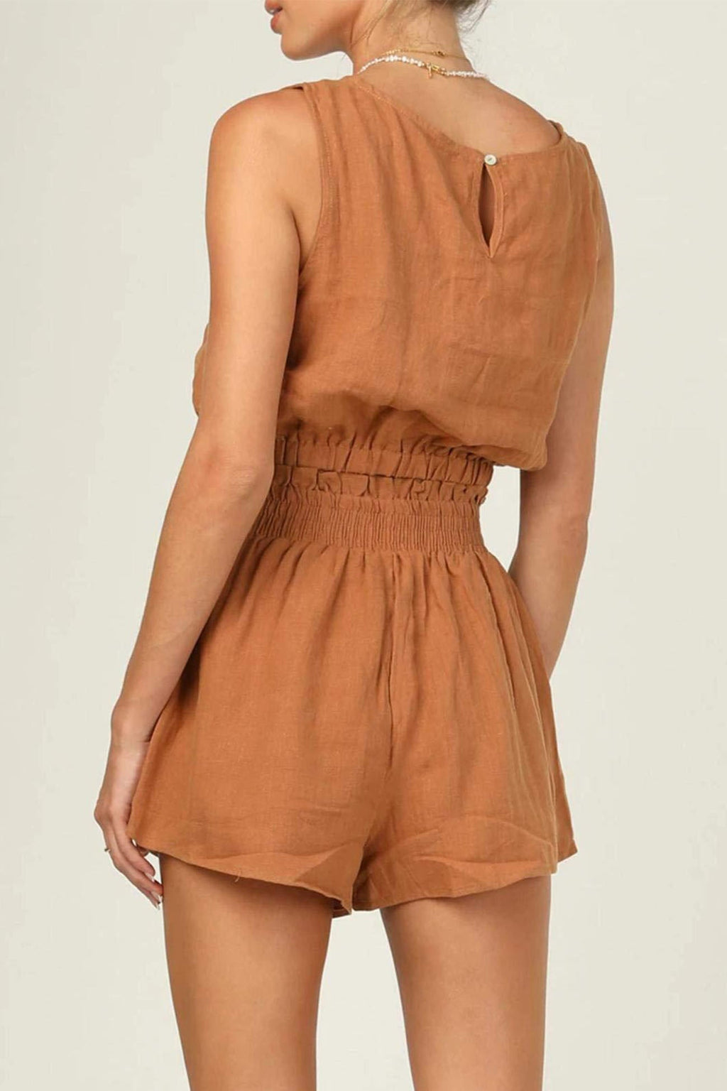 Color Sleeveless Crop Top Shorts Set