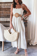 Color Sleeveless Smocked Jumpsuit
