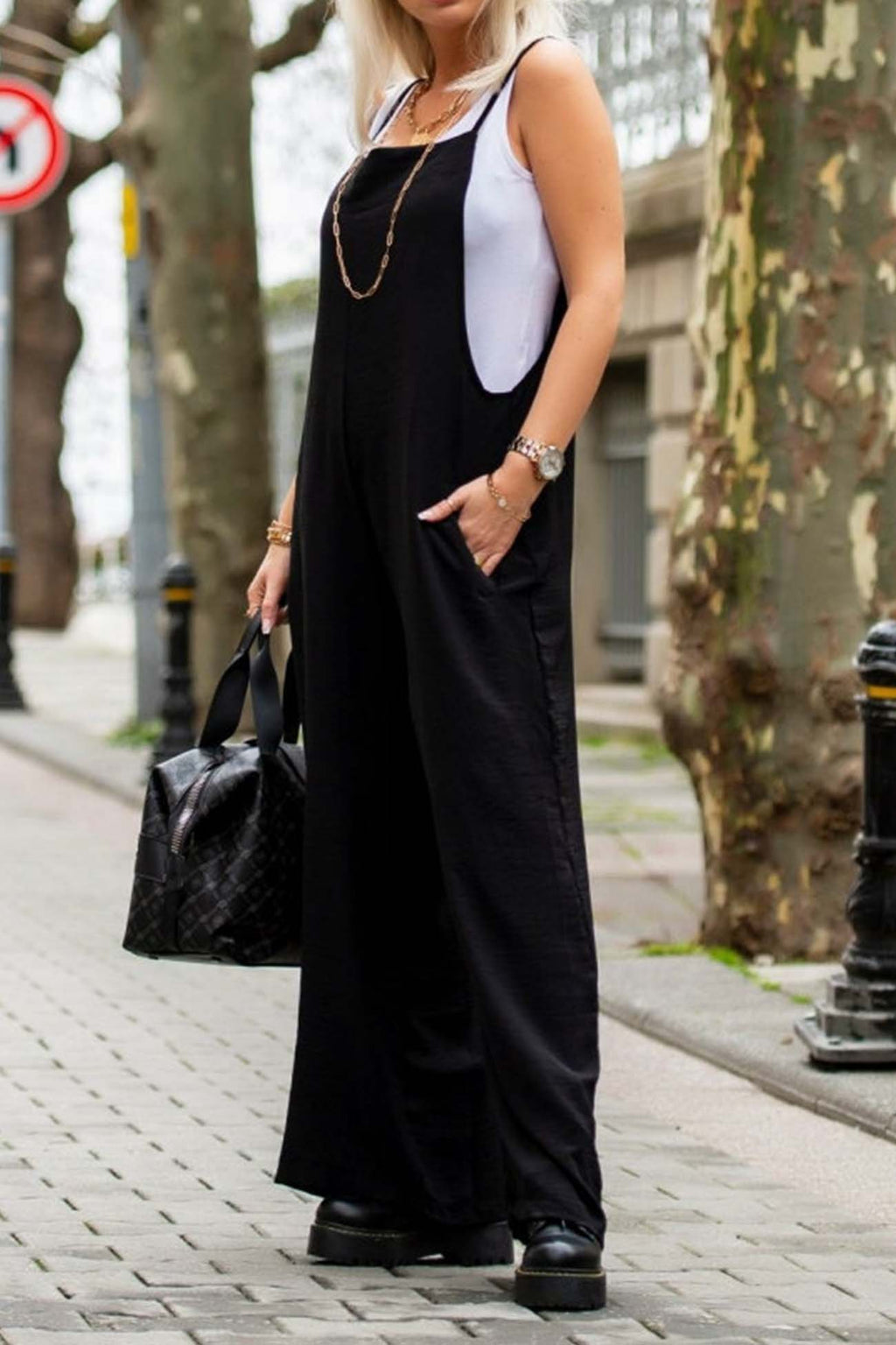 Color Wide Leg Cami Jumpsuits