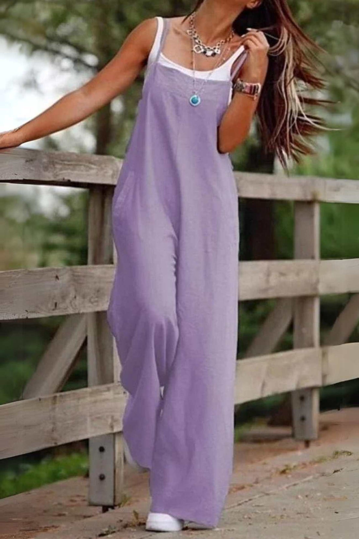 Color Wide Leg Cami Jumpsuits