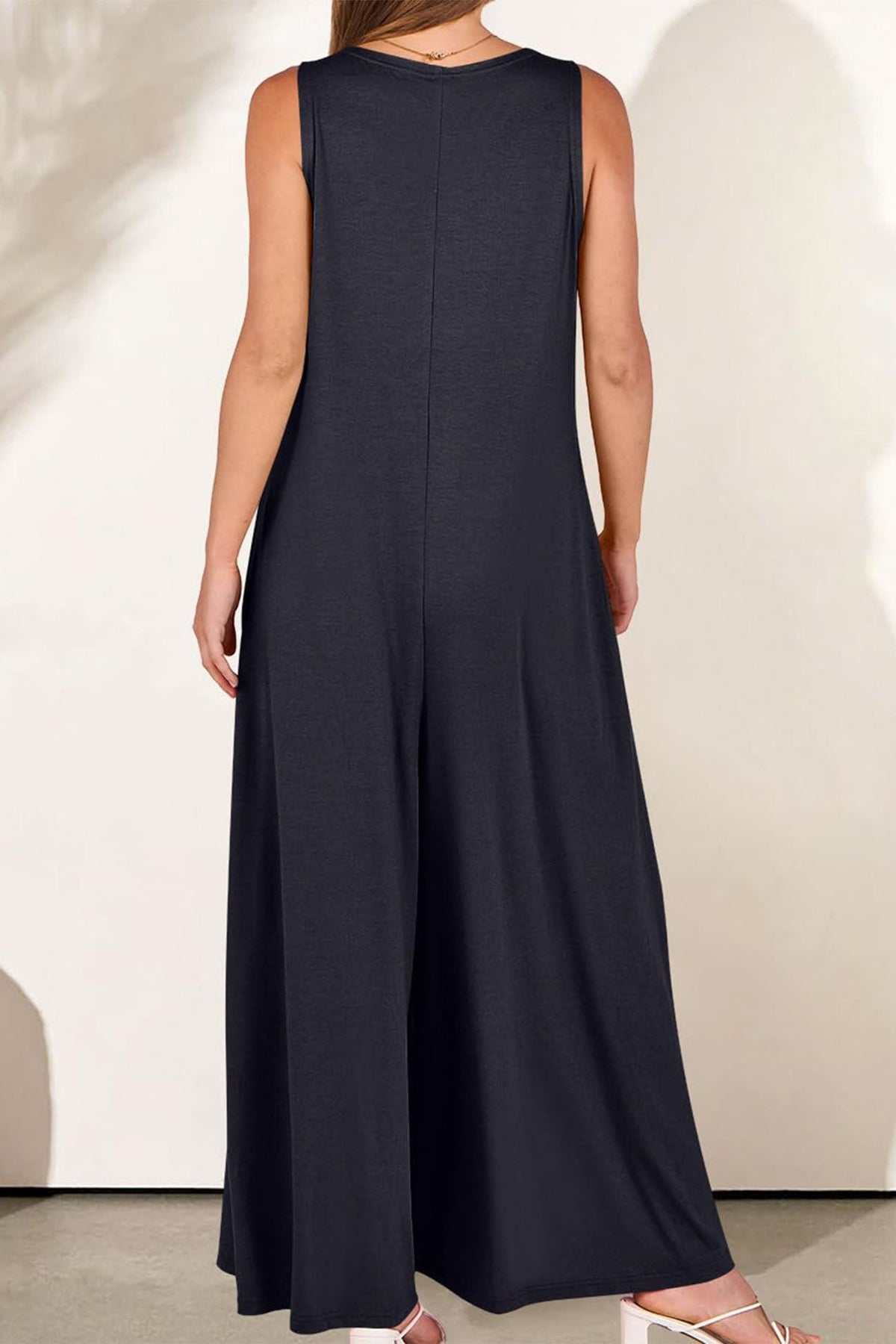 V Neck Pocket Wide Leg Jumpsuits