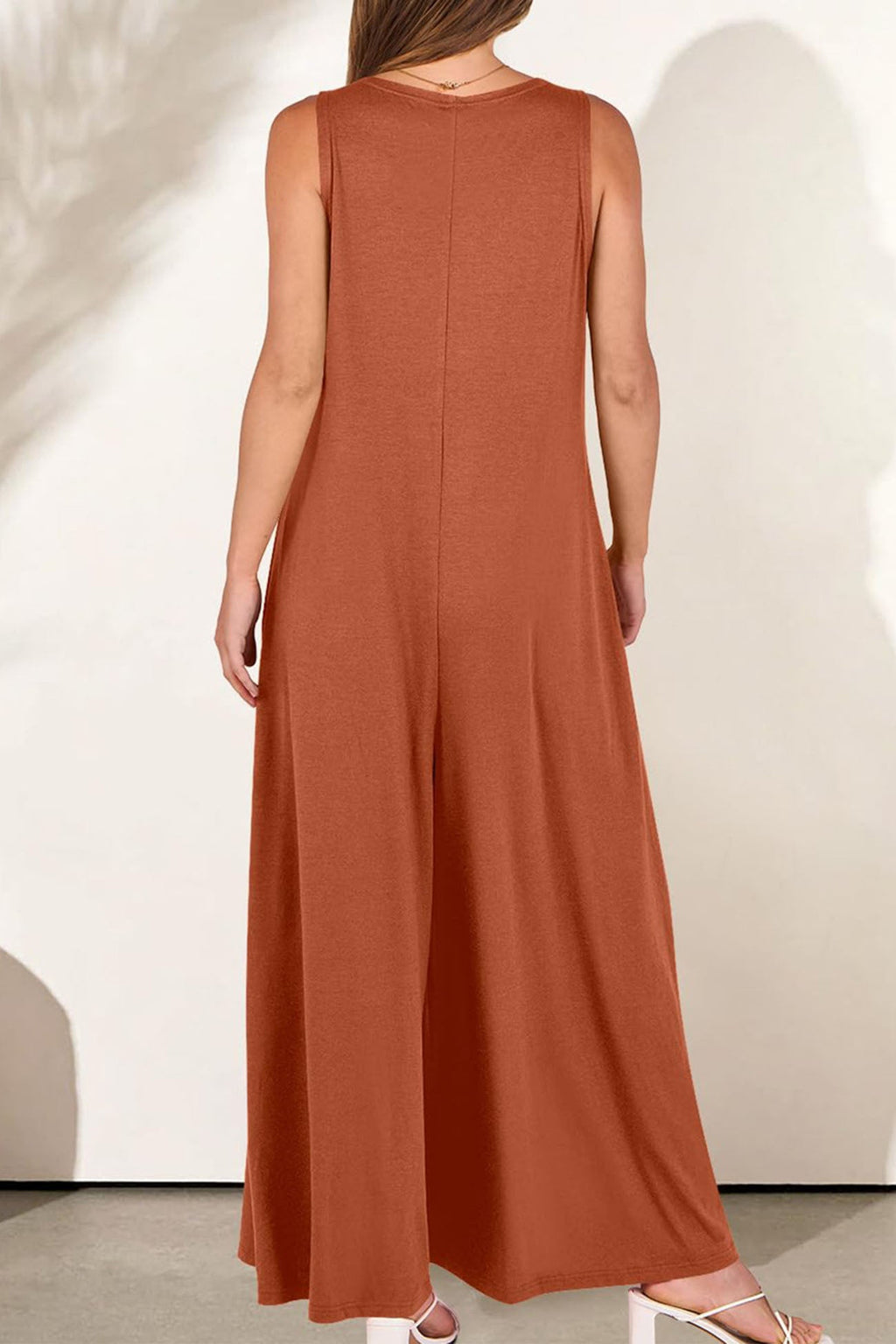 V Neck Pocket Wide Leg Jumpsuits