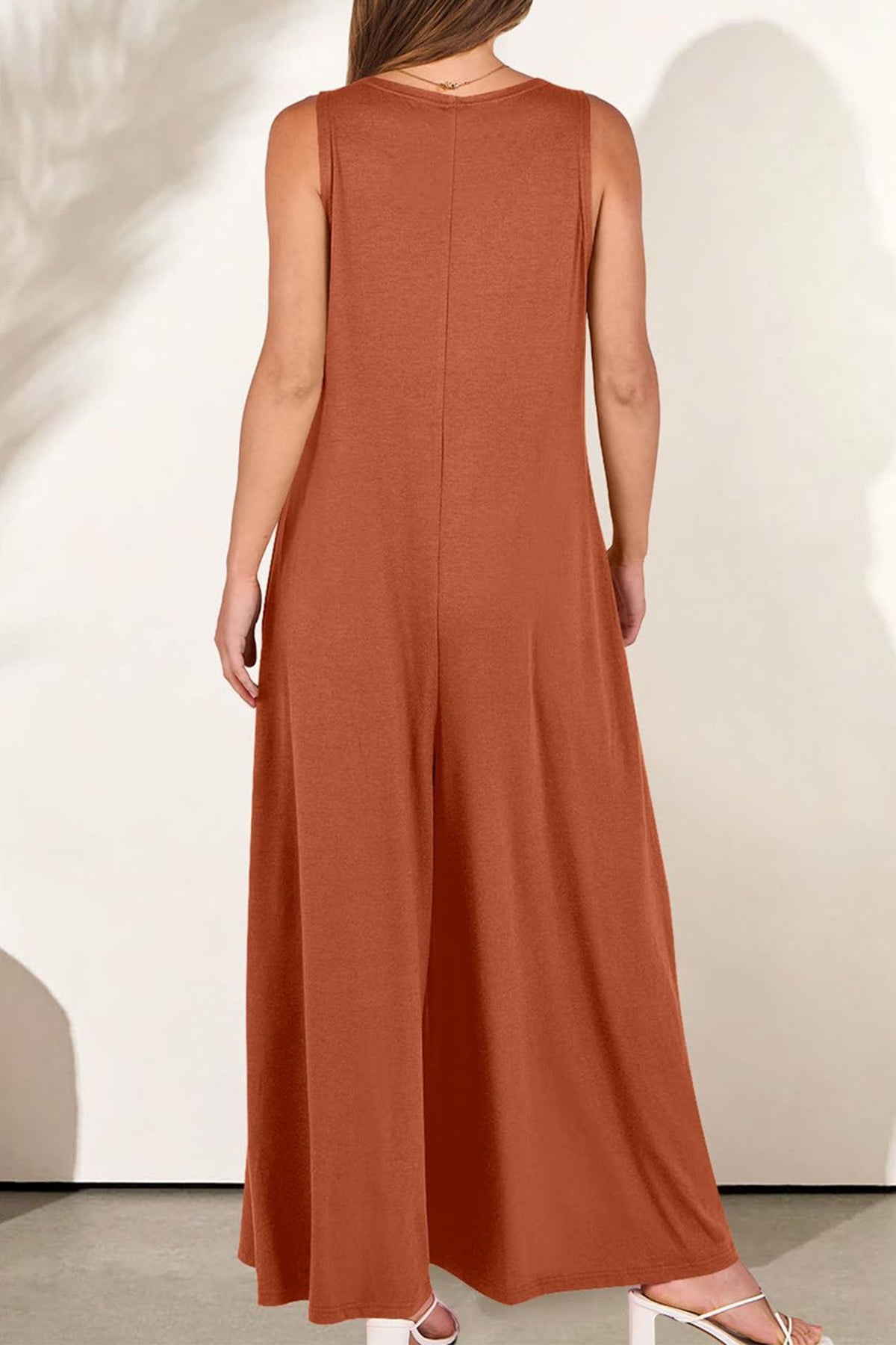 V Neck Pocket Wide Leg Jumpsuits
