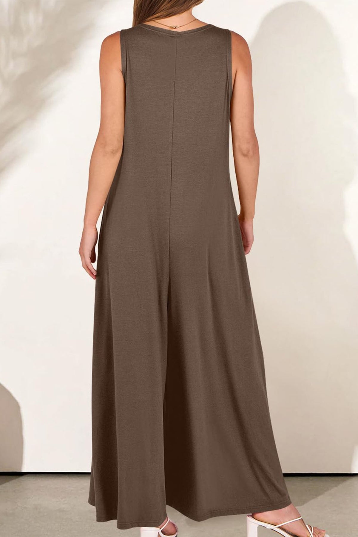 V Neck Pocket Wide Leg Jumpsuits