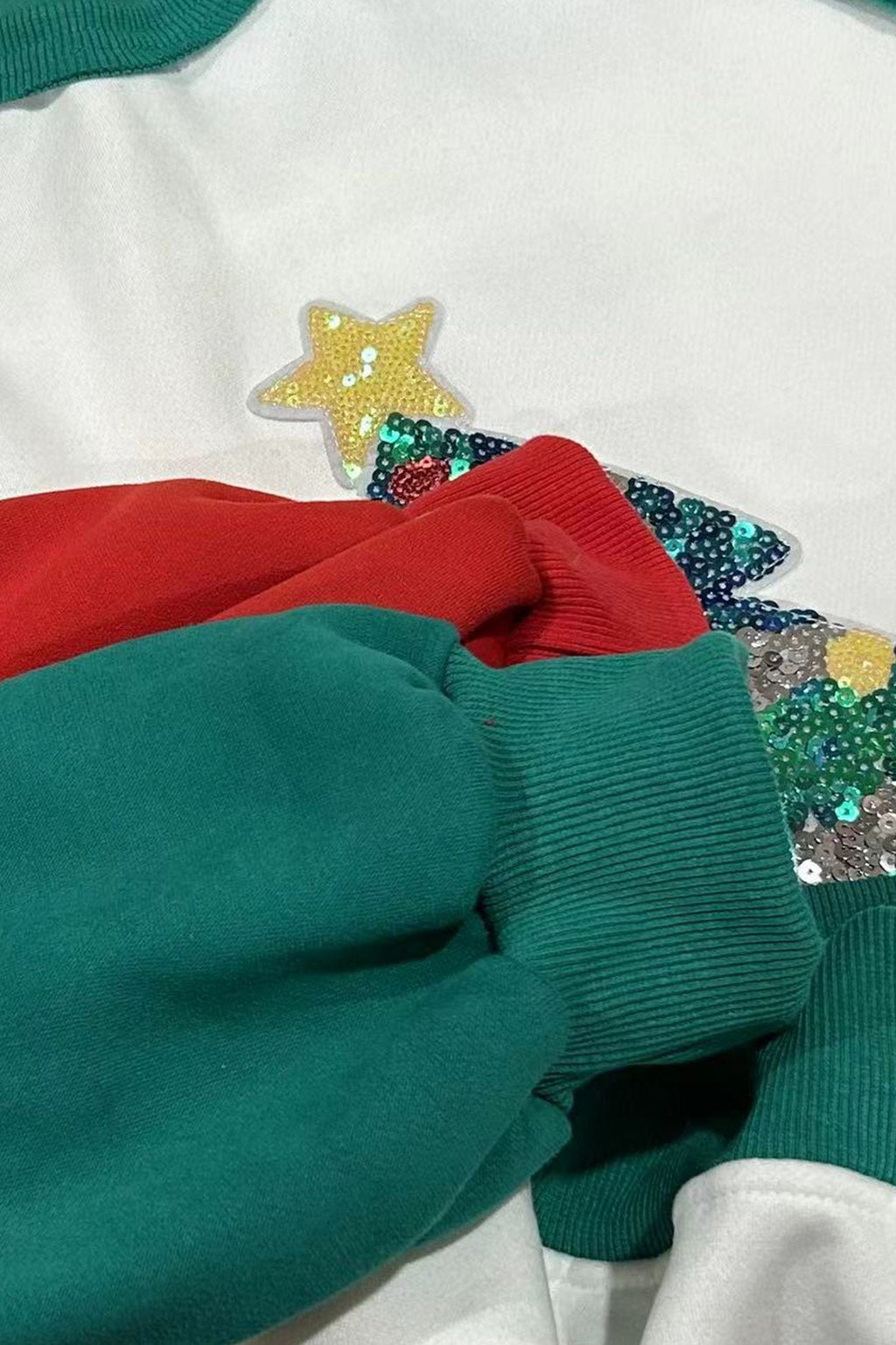 Splicing Sequins Christmas Trees Sweatshirt