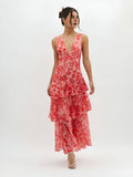 Strappy Back Ruffle Maxi Dress