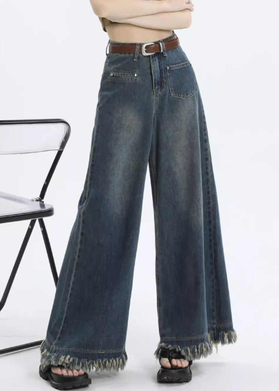 Stylish Blue Pockets High Waist Denim Pants Summer Pp015