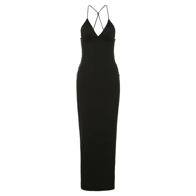 Backless Maxi Dress for Slim Butterfly Bodycon Slim Sheath Dress ’s Club Deep V Neck Dresses Woman