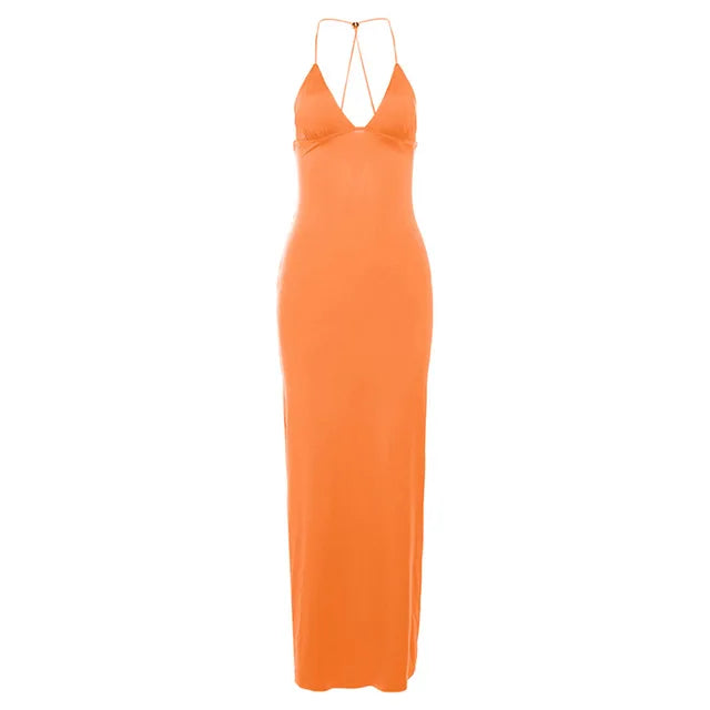 Backless Maxi Dress for Slim Butterfly Bodycon Slim Sheath Dress ’s Club Deep V Neck Dresses Woman