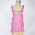 Bandage Satin Dress Party Backless Sleeveless Loose Dresses Hollow Out Mini Dress Woman New