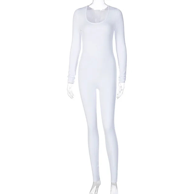 Black Jumpsuit Spring Long Sleeve V-neck Bodycon Catsuit One Piece Stretchy Fitness Rompers Overalls Jumpsuit