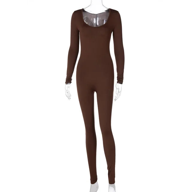 Black Jumpsuit Spring Long Sleeve V-neck Bodycon Catsuit One Piece Stretchy Fitness Rompers Overalls Jumpsuit