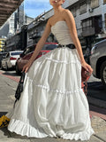 Folds Dress Sets 2 Piece Outfits Temperament Princess Dress Maxi Dresses for ’s Backless Top and Skirt Sets