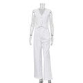 High Waist Loose Pant Sets Crop Tops and Pants 2 Piece Sets Outfits Holiday Trouser Suit for Summer