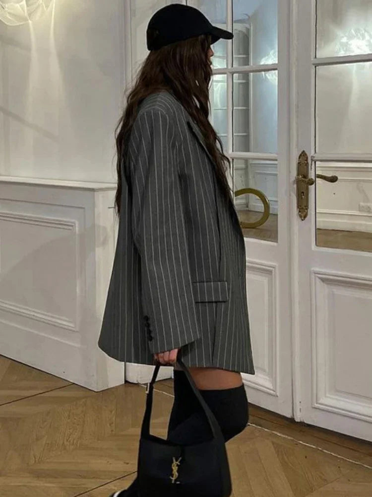 High Waist Slim Skirt Sets for Loose Long Sleeve Coats Woman Temperament Blazer 2 Piece Sets Outfits