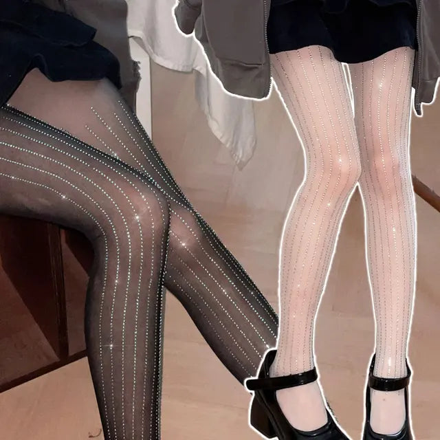 Hot Drill Pantyhose Mesh Bodycon See Through Stockings Hot Clubwear ’s Socks Fishnet Stockings