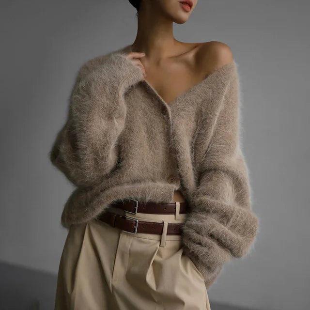 Knitted Cardigan V Nekc Loose Long Sleeve Sweater Female Autumn Winter New Cardigans