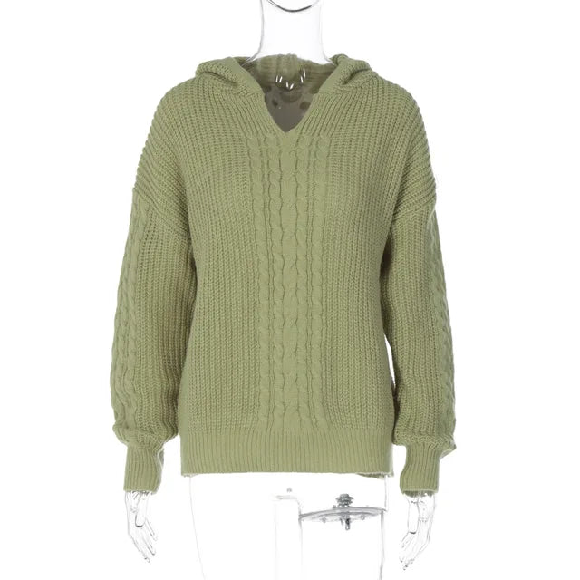 Knitted Hoodies Sweater Loose Long Sleeve Autumn Pullover Woman Street Baggy Coat Female Winter Clothes